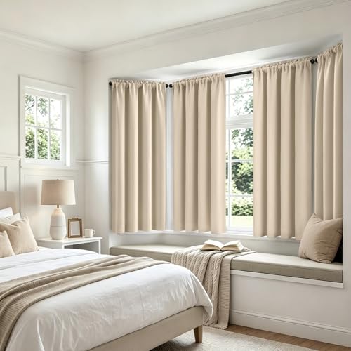 MIULEE Cream Beige Blackout Curtain for Bedroom Living Room 40"x54" 2 Panel | Thermal Insulated, Room Darkening Drapes, Rod Pocket, Noise Reduction, Light Blocking, Solid Window Treatments - color: Cream Beige, size: 40"W x 54"L (Pack of 2)