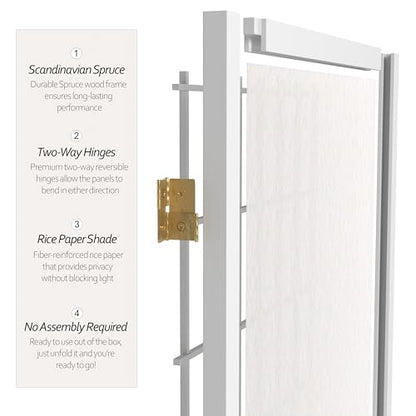 4 ft. Short Window Pane Shoji Screen - White - 8 Panels - color: White, size: 8 Panels