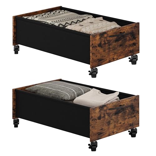 FOUCSSOMEI Under Bed Storage with Wheels, Under Bed Storage Drawers on Wheels, Metal Frame Under Bed Shoe Storage, Space-Saving for Bedroom Closet Organization - size: Bigger Size