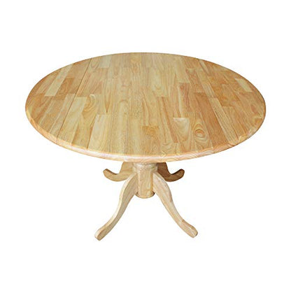 IC International Concepts 42" Solid Wood Drop Leaf Pedestal Dining Table - color: Natural