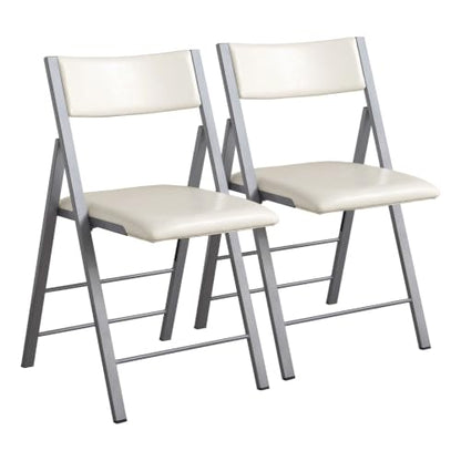 Folding Chairs 2 Pack, 450Lbs Heavy Duty Foldable Dining Chair,Bright White | 1.37" Folded, Waterproof Rustproof Indoor Outdoor Padded Folding Chairs for Dining Room, Conference Rooms, Weddings, Events - color: Bright White