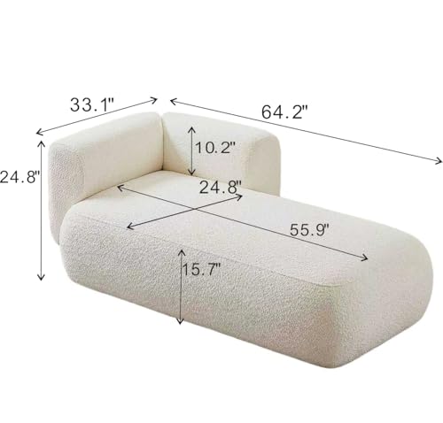 ERYE Boucle Upholstered Right Facing Chaise Lounge Indoor for Living Room Bedroom,Comfy Single Chaise Lounge Modern Leisure Recliner Sleeper Sofa Daybed, Easy Assemble - color: Beige/R