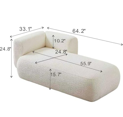 ERYE Boucle Upholstered Right Facing Chaise Lounge Indoor for Living Room Bedroom,Comfy Single Chaise Lounge Modern Leisure Recliner Sleeper Sofa Daybed, Easy Assemble - color: Beige/R