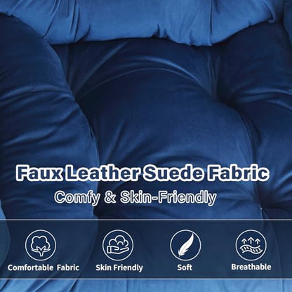 Modern Lazy Chair with Ottoman Lounge Accent Reading Chair for Living Room | Foldable Footstool,Removable Cover,Soft Padded Seat & Backrest,Upholstered Comfy Chair for Bedroom,Dorm,Office,Small Space - color: Velvet Royal Blue