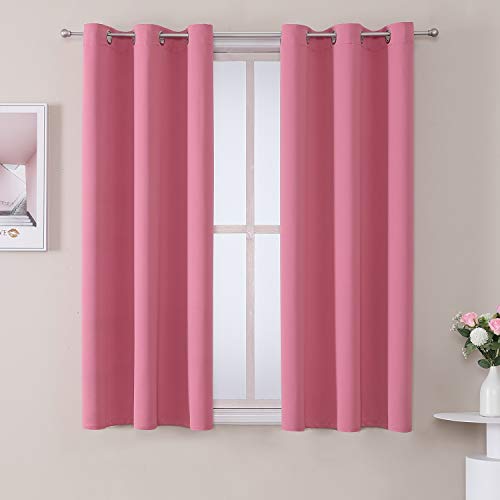 ChrisDowa Room Darkening Curtains for Bedroom and Living Room 40 Inch Long | 2 Panels Set, Thermal Insulated, Noise Reducing, Grommet, Blackout, Window Treatment Drapes, Pink, 29 x 40 Inch - color: Pink, size: 29"W x 40"L (Pack of 2)