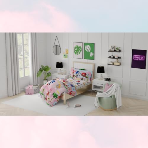 Franco Sonic the Hedgehog Amy Rose Anime Kids Bedding Super Soft Comforter and Sheet Set with Sham, 5 Piece Twin Size, (Officially Licensed Product) - color: Sonic the Hedgehog Girl, size: Twin