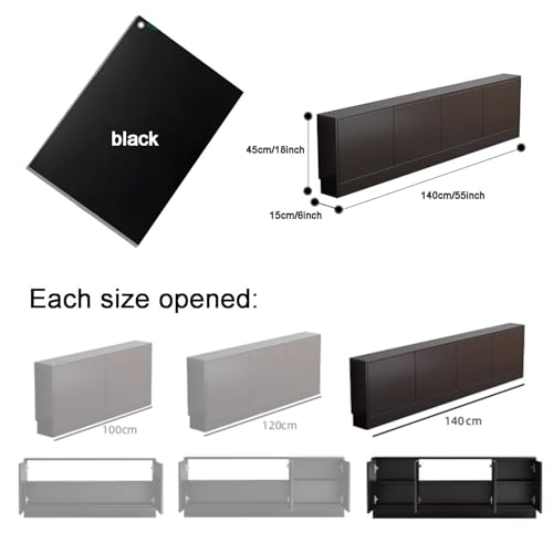 Black TV Stand Narrow Wooden TV Cabinet Storage Console Table with Adjustable Shelf Free-Standing Media Console for Living Room Practical(140 cm) - size: 140 cm