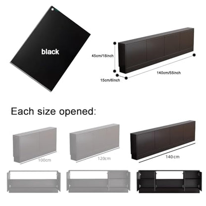 Black TV Stand Narrow Wooden TV Cabinet Storage Console Table with Adjustable Shelf Free-Standing Media Console for Living Room Practical(140 cm) - size: 140 cm