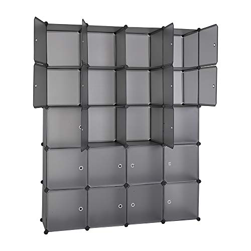 VINGLI Cube Storage Organizer, Plastic Closet Cabinet, DIY Plastic Modular Book Shelf Unit, Cube Shelves with Doors and Hanging Rods
