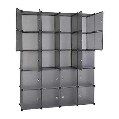 VINGLI Cube Storage Organizer, Plastic Closet Cabinet, DIY Plastic Modular Book Shelf Unit, Cube Shelves with Doors and Hanging Rods