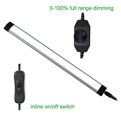 AIBOO LED Under Counter Light Rigid Bar Kit, Plug in Corded 12V LED Under Cabinet Lighting Dimmable with Switch for Counter Shelf Showcase Display Lighting (6 Panels,Daylight White) - size: 6-Bar-Kit