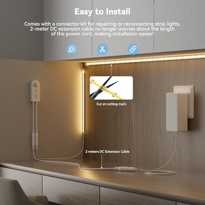 PAUTIX COB LED Strip Lights 2700K Warm White,Motion Sensor LED Lights,Dimmable 24V Motion Activated LED Strip Light,20ft Super Bright with Dual Lighting Mode,for Under Cabinet,Kitchen,Stairs,Bedroom - size: 20 Ft