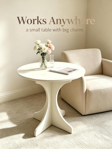 24in Large White Round Side Table, Modern Minimalist Accent End Table with Curved Tripod Base, Compact Sofa Side Table, Easy Assembly Coffee Table for Living Room Bedroom Balcony - color: 24in-white