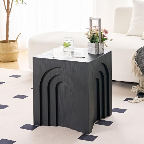 15.74'' Square Coffee Table for Living Room, Minimalist Coffee Table Modern Coffee Table, Tea Table Side Table End Table Small Coffee Table Accent Table Bedside Table for Apartment Office,Black - color: Black, size: 15.74"x15.74"x17.71"