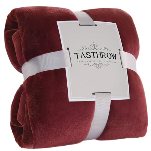 TASTHROW Burgundy Throw Blanket 50x60 Inches | Soft Plush Cozy Fleece Flannel Throw Blanket, Lightweight Warm Throws for Bed, Couch, Bedroom and Living Room, All Seasons - color: Burgundy, size: 50"x60"