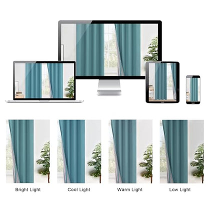 XWZO 100% Blackout Curtains - Thermal Insulated Black Liner Curtains, Noise Reducing and Heat Blocking Drapes for Hall and Studio Windows with Tiebacks, Stone Blue, W38 x L45, Set of 2 - color: Stone Blue, size: 38"W x 45"L (Pack of 2)