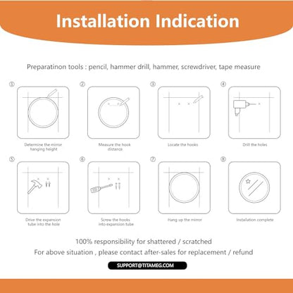 Frameless Round Mirror 30 Inch, Round Mirror with 1 inch Beveled Edge, Beveled Bathroom Mirrors for Vanity, Living Room, Entryways - size: 30"L x 30"W
