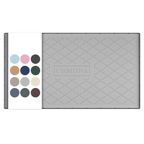 URMONA 40" x 22" Waterproof Silicone Mat in Multiple Sizes & Colors, Under Sink Mat for Kitchen & Bathroom, Pet Food Pad for Dogs & Cats, Kitchen Cabinet Liner, Multi-Purpose for Storage(Light Grey) - color: Light Grey, size: 22"W x 40"L