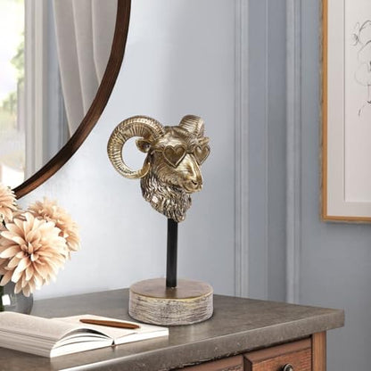 Handcrafted Resin Sculpture (Bighorn)- Modern Home Decor Accent, Trending Living Room & Office Decor, Elegant Tabletop & Shelf Decor for Desk, Bookshelf, Nightstand - Unique Gift Idea - style: Bighorn