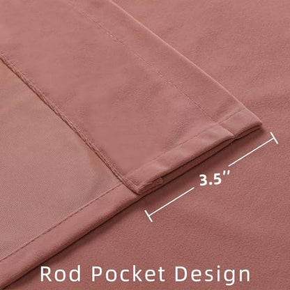 Joydeco Pink Velvet Curtains 63 inch Length 2 Panels, Luxury Blackout Rod Pocket Thermal Insulated Window Curtains, Super Soft Room Darkening Drapes for Living Dining Room Bedroom,W52 x L63 inches - color: Rod Pocket | Pink, size: 52"W x 63"L (Pack of 2)