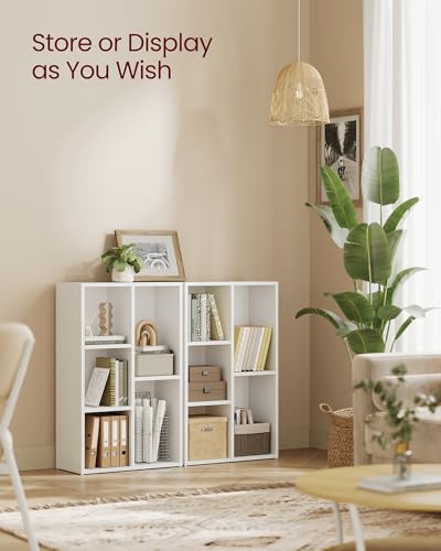 VASAGLE Bookcase Cube Shelf with 5 Compartments, 9.4 x 19.7 x 31.6 Inches | Bookshelf storage shelf, Cloud White, CUSTOS Collection, ULBC25WT - color: Cloud White, size: 5 Cubes (9.4"D x 31.6"H), style: 1 Pack