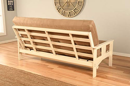 Kodiak Furniture Monterey Futon Set with Storage Drawers, with Antique White Base and Marmont Mocha Mattress - color: Marmont Mocha, size: Drawers Included, style: Antique White Finish