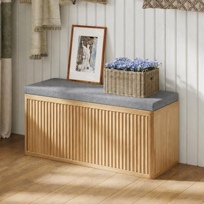 Shoe Cabinet Bench with Cushion,Double Layered Wooden Shoe Bench with Soft Cushion,Shoe Rack for Entryway,Bedroom,Living Room - color: 2 Door Oak Sturdy Shoe Bench