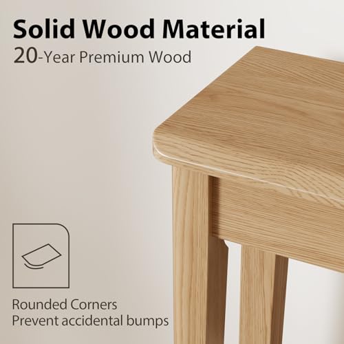 AQIMUELE Wood Console Table with Drawers, Walnut - color: Natural