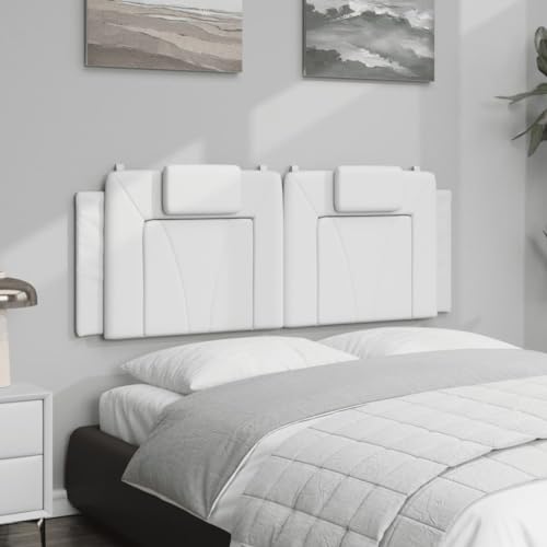 Viana Headboard Cushion, 53.9 inch Upholstered Bed Backrest Support, Faux Leather Wall-Mounted Pillow for 54 inch Mattress, White