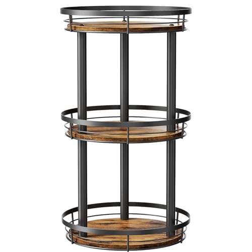 LAMU 10'' Wood Lazy Susan Spice Rack Organizer, 3 Tier Spice Organization for Cabinet, Countertop, Kitchen, Table Top, Pantry, Condiment and Seasoning Rack Organizer - size: 3 Tier 10 in