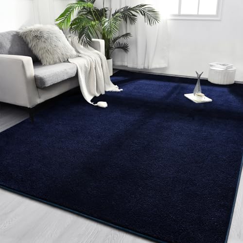 FlyDOIT Area Rugs for Bedroom Living Room, 4x6 Navy Blue Super Soft Comfy Thickened Memory-Foam Indoor Carpets, Modern Aesthetic Minimalist Carpet for Boys Girls Adults Apartment Nursery Home Décor - color: Navy Blue, size: 4' x 6' (Rectangular)