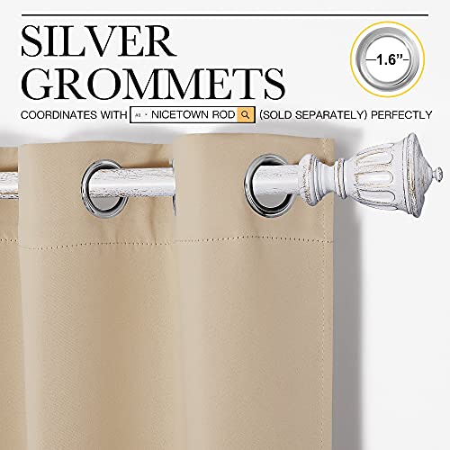 NICETOWN Room Darkening Draperies Window Curtain Panels, Thermal Insulated Grommet Room Darkening Curtains for Bedroom (Biscotti Beige, 2 Panels, W42 x L50 -inch) - color: Biscotti Beige, size: 42"W x 50"L (Pack of 2)