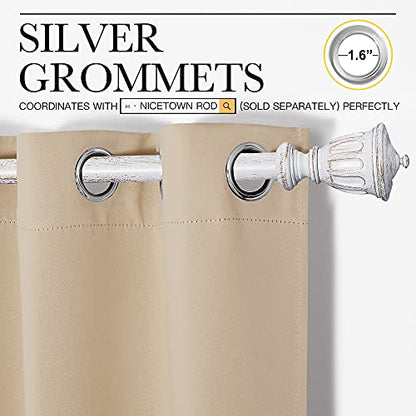 NICETOWN Room Darkening Draperies Window Curtain Panels, Thermal Insulated Grommet Room Darkening Curtains for Bedroom (Biscotti Beige, 2 Panels, W42 x L50 -inch) - color: Biscotti Beige, size: 42"W x 50"L (Pack of 2)