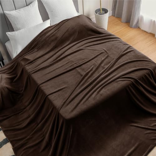 BEDELITE Fleece Blanket Soft Plush Oversized Bed Blanket Brown 120"x120" | Ultra Soft Plush Fleece, Lightweight Warmth, All Season Comfort, Fade Resistant, Machine Washable, Perfect for Sharing - color: Brown, size: Oversized King(120"x120")