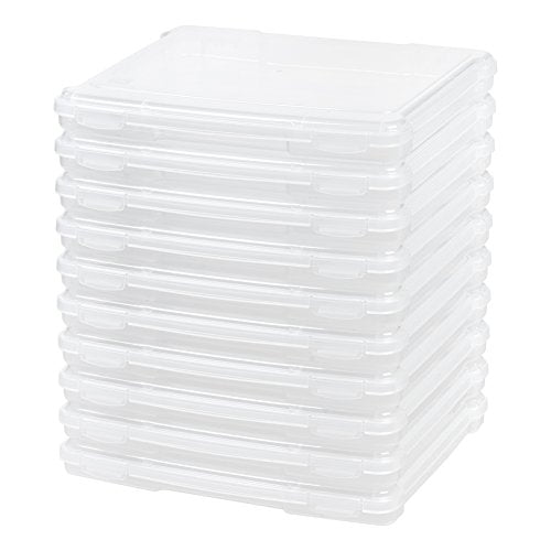 IRIS USA Board Game Storage |Made in USA| Slim Craft Case (10-Pack) - Clear | Fits 8.5" x 11" & A4 Paper, Organizers with Built-In Handle & Snap-Tight Lids, Containers for Puzzles, Art & Scrapbooking - size: 10 Pack