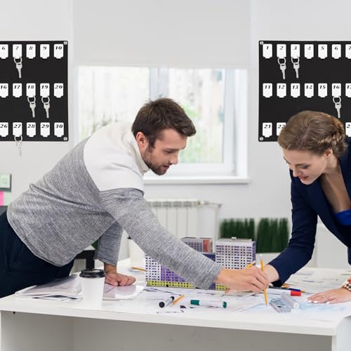 Beeveer Acrylic Key Holder Board with 30 Hooks, Wall Mount Organizer, Black | Ideal for Offices, Schools, Hotels and Dealerships, Durable Acrylic Construction, Numbered Key Slots, Easy Wall Mount Design - color: Black, size: 30 Hooks, style: Hook Only