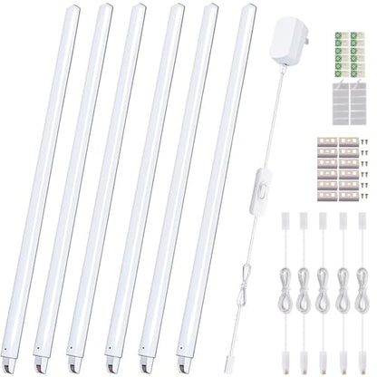 Cefrank 6-Pack Linkable Under Cabinet Lighting, 12" LED Shelf Light Bars | 1200LM Cool White • Plug-in • CRI90+ • Frosted Lens • Pantry • Bookshelf • Workbench - color: White