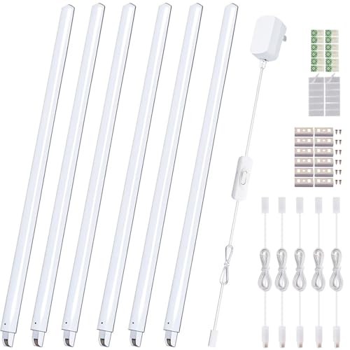 Cefrank 6-Pack Linkable Under Cabinet Lighting, 12" LED Shelf Light Bars | 1200LM Cool White • Plug-in • CRI90+ • Frosted Lens • Pantry • Bookshelf • Workbench - color: White
