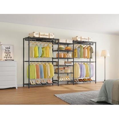 VIPEK X3 Plus Large Expandable Closet Rack Wardrobe Closet Organizer Black | Freestanding Clothes Racks with Adjustable Shelves and Hanger Rods from 5'10" to 8'8", Large Modular Closet Systems 1360LBS - color: Black, size: X3 Plus