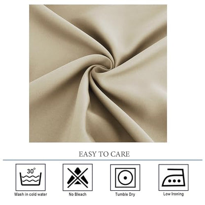Diraysid Beige Grommet Blackout Curtains for Bedroom Thermal Insulated Room Darkening Curtains Drapes, 38 x 84 inch, 2 Panels - color: Beige, size: 38"W x 84"L (Pack of 2)