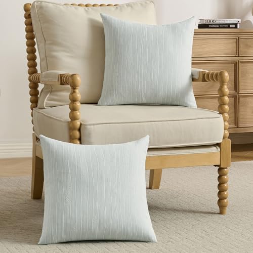 FUTEI Pack of 2 Chenille Throw Pillow Covers 12x20 Inch, Dyeing Light Blue | Double-Sided Elegant Line Textured Design,Side Hidden Zipper,Machine Washable,Pill-Resistant,Colorfast,Insert Not Included. - color: Dyeing Light Blue, size: 20" x 12" (Pack of 2