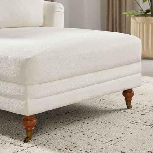 57.48'' Chaise Lounge Chair with Adjustable Backrest, Terry White | Chaise Lounge Chair Indoor, Modern Chaise Lounge Couch, Upholstered Leisure Recliner for Living Room, Apartment, Bedroom - color: White Terry