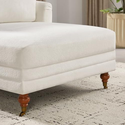 57.48'' Chaise Lounge Chair with Adjustable Backrest, Terry White | Chaise Lounge Chair Indoor, Modern Chaise Lounge Couch, Upholstered Leisure Recliner for Living Room, Apartment, Bedroom - color: White Terry