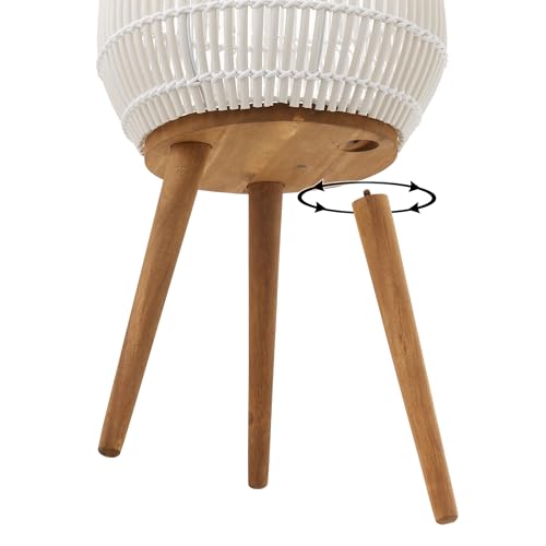 Casafield Indoor Planter with Stand, White Floor Planter with Wood Legs, Large Plant Pot Cover with Liner for Houseplants, Flower Pots and Trees - color: White With Natural Legs