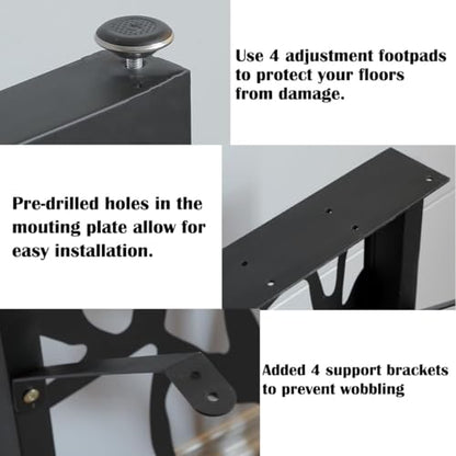 Table Legs 36 inch, Metal Counter Height Table Legs, Heavy Duty High Tall Base, Industrial Modern Furniture Legs Set of 2 with Laser Engraving Design (A)