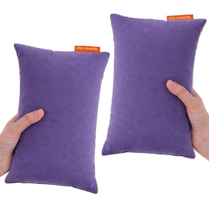 Pipsqueak Microfiber Pillow - Small, Mini, Tiny - 11 x 7 in - Perfect for Travel, Cars, Airplanes, Camping, Dogs, Toddlers, Kids, Lumbar, Knees and Neck - Ages 2 Yrs and Up - color: Purple, size: 2 Pack, style: Non-Personalized