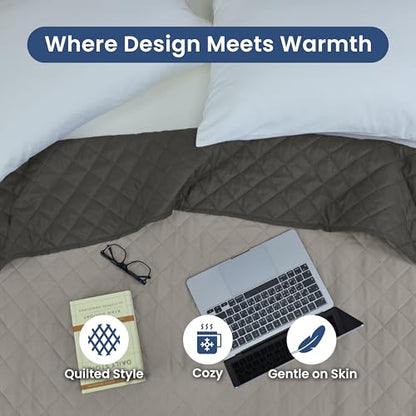 Martex Reversible Coverlet, King, Light Gray/Graphite | Lightweight, Durable, Soft, Easy Care, Reversible - color: Light Gray/Graphite, size: King
