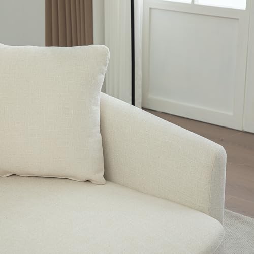 KEIKI 56" Oversized Chenille Single Sofa Chair with 5 Removable Pillows and High Density Foam Cushions, Modern 1-Seater Slipcoved Barrel Lounger Chair, Easy Assembly, for Living Room, Apartment, Beige - color: Beige