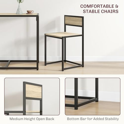 HOMCOM Small Dining Table Set for 2 Compact for Small Spaces, Oak | Kitchen Table and Chairs Set, Compact Dining Sets, Breakfast Nook - color: Oak