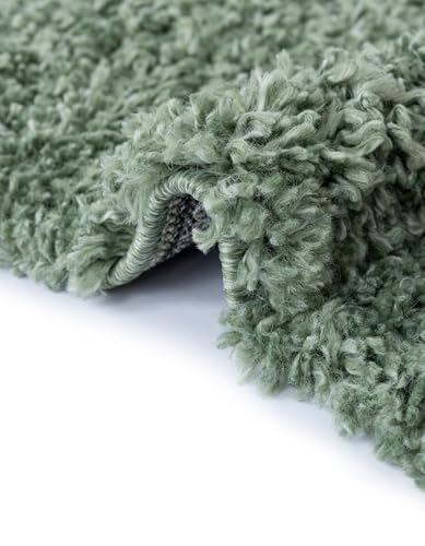 Rugs.com - Zermatt Shag Rug – 2 Ft Round Sage Green Plush Shag Rug – Ultra Soft High Pile for Bedrooms, Nurseries, and Cozy Nooks - color: Sage, size: 2' (Round)